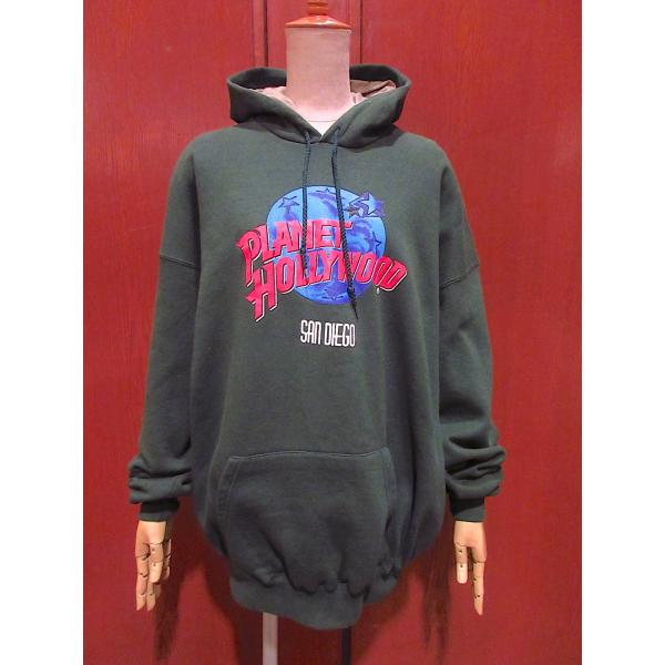 ビンテージ90's●PLANET HOLLYWOOD SAN DIEGOスウェットパーカ深緑size...