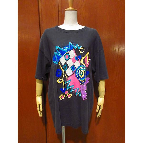 ビンテージ90's●Spring FordコットンアートプリントTシャツ黒●220516c3-m-t...