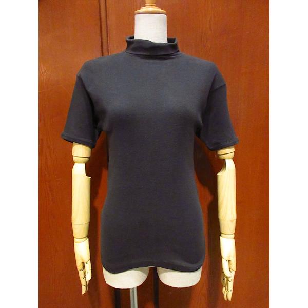 ビンテージ50's60's●レディースタートルネックコットン半袖シャツ黒size M●220625r...