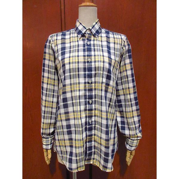 ビンテージ60's70's●Bruxtonチェックボタンダウンドレスシャツsize 18●22071...