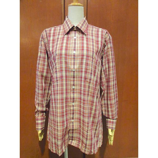 ビンテージ80's●DEADSTOCK VAN HEUSENチェック長袖シャツsize M●2208...