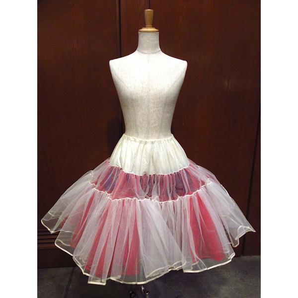 ビンテージ50&apos;s●ボリュームオーガンジーショートパニエトリコロール実寸W56cm~96cm●220...