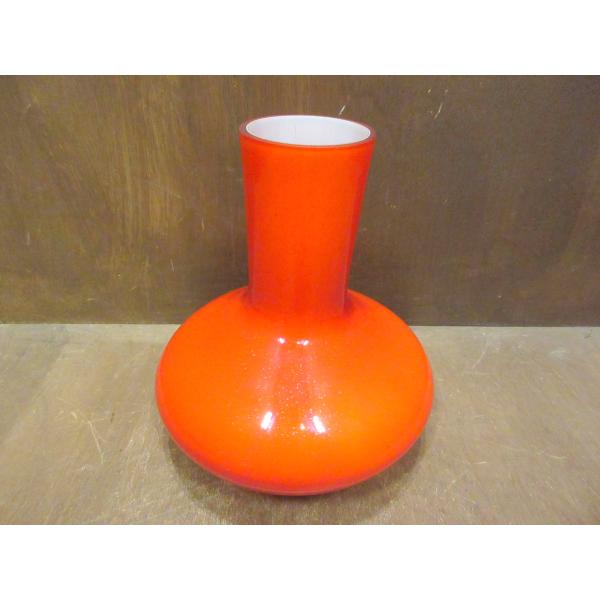 ビンテージ●ガラスフラワーベース橙●221015m2-objオブジェ置物インテリア花瓶アメリカン雑貨