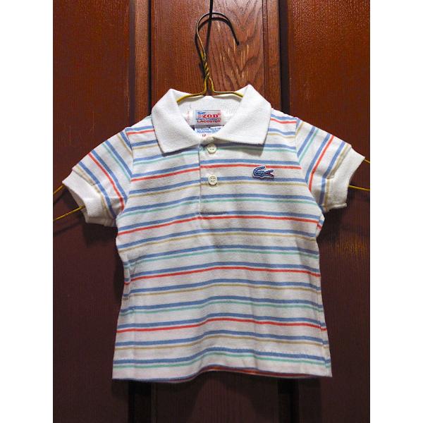 ビンテージ70's80's●IZOD LACOSTEマルチボーダーポロシャツsize 12MOS●2...