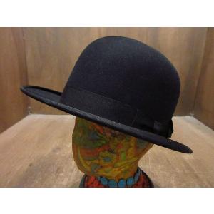 ビンテージ50's60's○PORTIS羽根飾り付きポークパイハット黒size 7 1/4