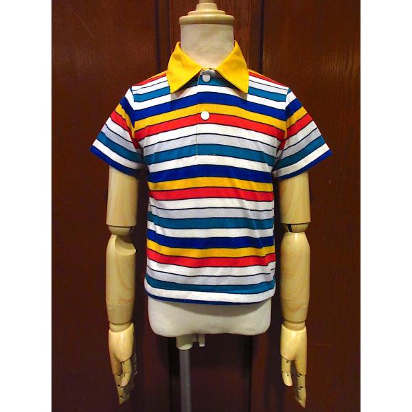 ビンテージ80's●キッズマルチボーダーポロシャツsize 4●231025c3-k-plsh 19...