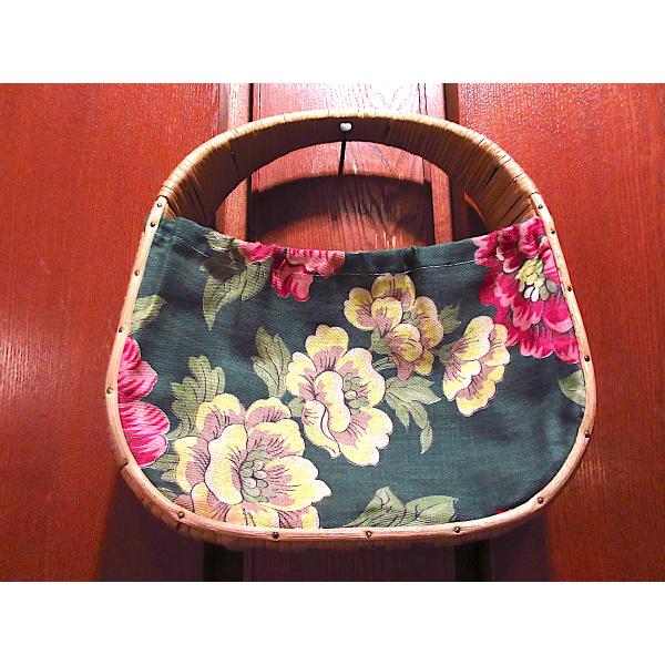 ビンテージ40&apos;s50’s●バンブーハンドル花柄ハンドバッグ●240328c5-bag-hnd 19...