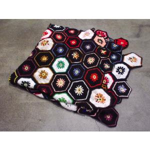 ビンテージ○かぎ針編みブランケットsize約175 cm ×約117cm○231117c7