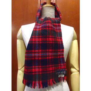 ビンテージ○チェックマフラーバーガンディ○220123i2-mfl ワイン