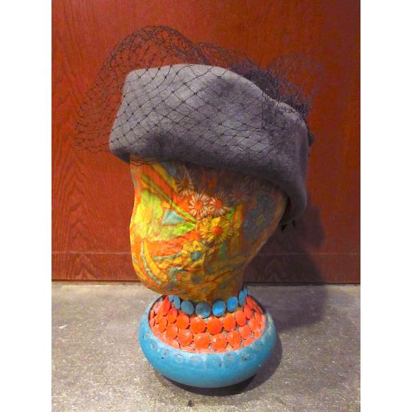 ビンテージ70's80's●DEADSTOCKレディースベール付きフェルトヘッドドレス●241123...