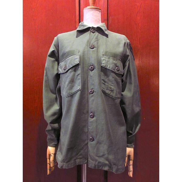 ビンテージ60's●ミリタリーコットンサテンユーティリティシャツsize 14 1/2 x 31●2...