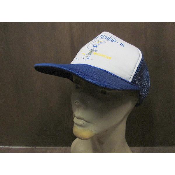 ビンテージ80’s●DEADSTOCK MONROEスナップバックメッシュキャップ青×白●25042...