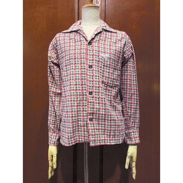 ビンテージ50’s●PENNEY&apos;Sチェックプリントネル長袖ループカラーシャツsize 14●250...