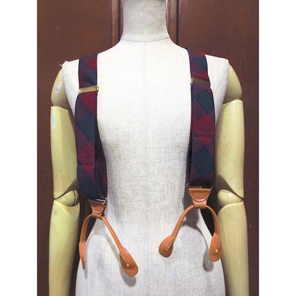 ビンテージ●PENDLETONチェックボタン留めサスペンダー●260323m5-sspペンドルトンフ...