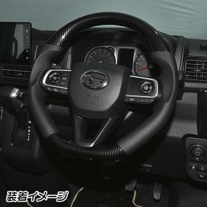 タント カスタム LA650 LA660 ガングリップタイプ  ハイゼット アトレー ブラックレザー ステアリング コンビハンドル 黒木目 茶木目 ピアノブラック カーボン調｜cpaxia