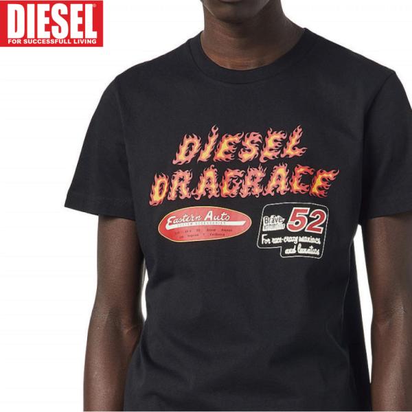 L/新品 DIESEL グラフィック ロゴ Tシャツ DIEGOR-C7 メンズ レディース ブラン...