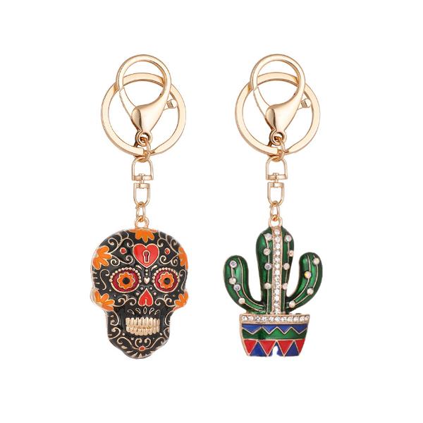 骸骨 シュガースカル キーホルダー メキシカンスカル SKULL サボテン