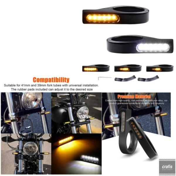 並行輸入品 オートバイLEDウィンカーウインカーライト12V39-41mmフォークマウントクランプハ...