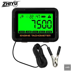 並行輸入品 ZHIYU デジタルモーター誘導式 タコメーター アワーメーター エンジン 回転数 LCD ディスプレイ ゲージ バックライト ワニ口 クリップ パーツ 部品