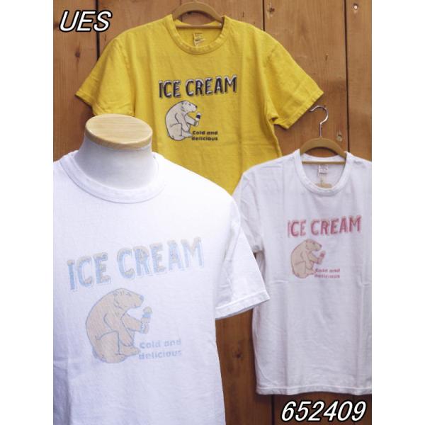 ウエス ICE CREAM Tシャツ ホワイト/ブルー イエロー ホワイト/レッド 652409