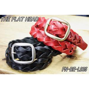フラットヘッド ベルト FN-BE-L005 編み上げ メッシュベルト ブラック レッド INTRE...