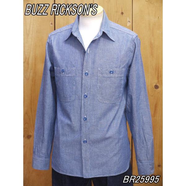 バズリクソンズ ブルーシャンブレーワークシャツ BR25995 buzzricksons