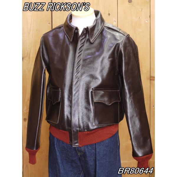 バズリクソンズ A-2 赤リブレザージャケット BR80644 buzzrickson's ミリタリ...