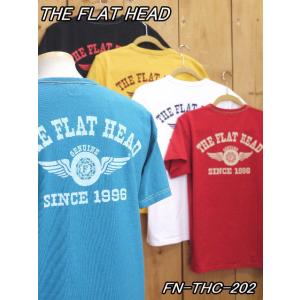 フラットヘッド Tシャツ FN-THC-202 FH FLYING WHEEL 丸胴半袖Tシャツ ブラック ホワイト ターコイズ イエロー レッド theflathead