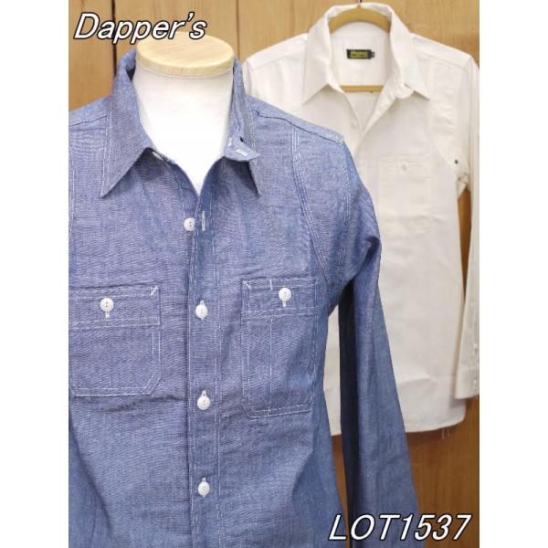 ダッパーズ トリプルステッチベンチレーション シャンブレーワークシャツ ブルー オフホワイト dap...