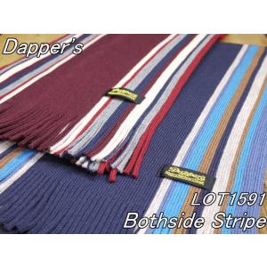 ダッパーズ ラッセル編みウールマフラー サイドストライプ レッド ネイビー LOT1591 Dapp...
