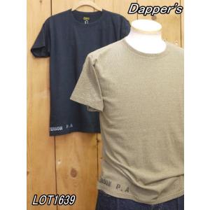 ダッパーズ 40's ミリタリーネック半袖Tシャツ ブラック オリーブ dapper's LOT16...