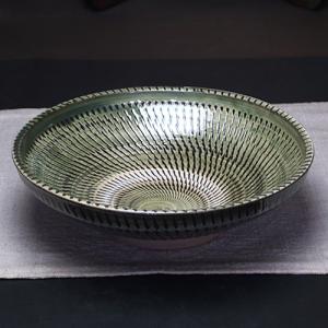 小鹿田焼（ontayaki) 飛び鉋 飛びカンナ 4.5寸皿 約Φ13.5cm : 虹八