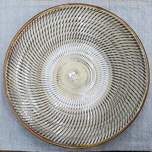 和食器 小鹿田焼 黒木昌伸窯 大皿 24cm 飛び鉋 白