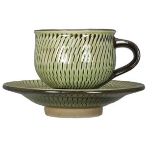 小鹿田焼 カップ＆ソーサー 2客 セット 桐箱入り ギフト マグカップ