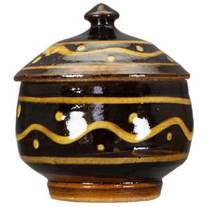 和食器 布志名焼 湯町窯 蓋物 8cm 黄釉 濃茶｜craft-japan