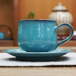 ノリタケ オールドノリタケ ブルー地金盛り薔薇絵 カップ＆ソーサー (b