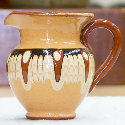 食器 ブルガリア トロヤン ミニ ピッチャー 80cc イエロー スリップウェア