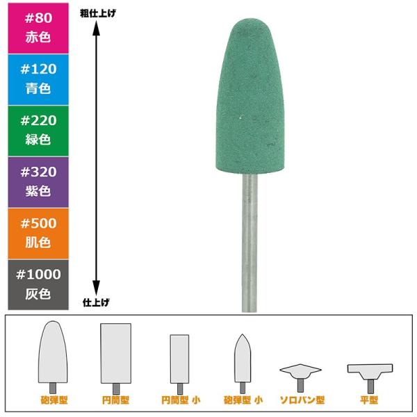 松風 セラミックポイント #220 緑 砲弾 （10×22）