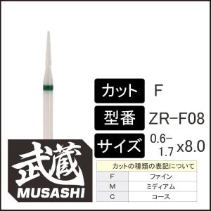 【期間限定20％OFF】武蔵 ジルコニアロータリーバー(ZR-F08)円錐 極細