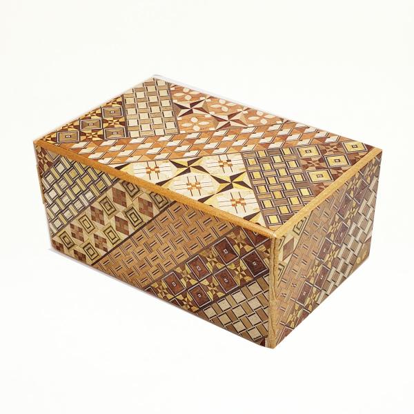 箱根寄木細工 秘密箱（からくり箱）14回仕掛け コインスペース付　大 5寸