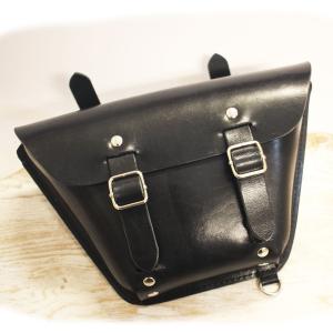 SR400/500専用レザーサイドバッグ(ダブルベルト)黒 左右SET可　革｜crafta-leather
