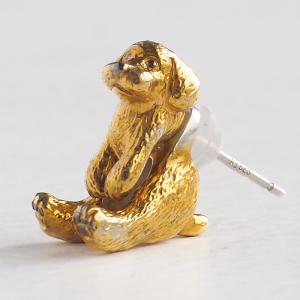 naturama(ナチュラマ) もこもこ トイプードル ピアス ブラウン 24金メッキ シルバー925 片耳 / AramaRoots(アラマルーツ)・加藤心姿 ハンドメイド アクセサリー