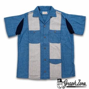 graphzero（グラフゼロ） アロハシャツ 半袖 刺子 剣道着柄 インディゴ