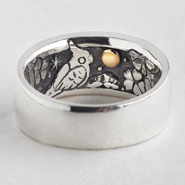 moge（モゲ） 手作りシルバーアクセサリー 同じ月を見てた−オカメインコ−シルバーリング 10mm...