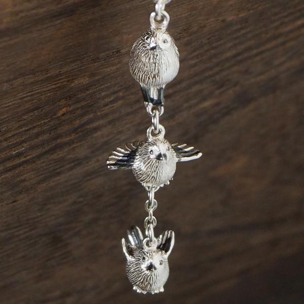 marship（マーシップ） 手作りアクセサリー ジャンピングシマエナガ ネックレス シルバー