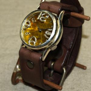 手作り腕時計 ハンドメイド 渡辺工房 On Time-SV メンズシルバー イエロー文字盤/メンズ レディース ユニセックス 男女兼用 ペアウォッチ お揃い