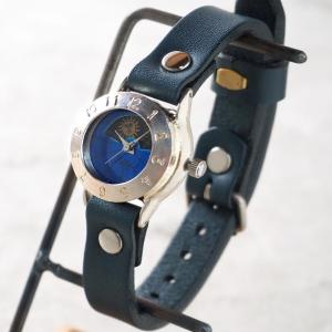 手作り腕時計 ハンドメイド 渡辺工房 StrapLady-S-SUN＆MOON レディースシルバー カラーダイヤル ブルー/レディース アンティーク アンティーク調 レトロ