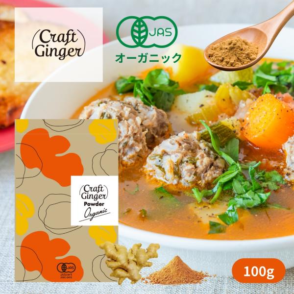 オーガニック クラフトジンジャー パウダー 100g 送料無料 有機JAS認証 無添加 国内製造 ジ...
