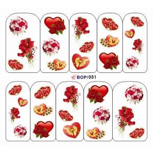 【メール便発送可】ネイルシール　ブーケ　花束　ハート　花　ウォーターネイルシール　BOP51
