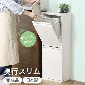 2分別 スリム スチール ダストボックス ダンパー付 日本製 薄型 完成品 ゴミ箱 川口工器の商品画像